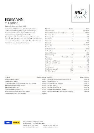 Benzinli Jeneratörler Eisemann T 18000 E