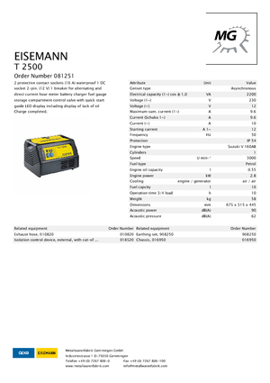 Benzinli Jeneratörler Eisemann T 2500