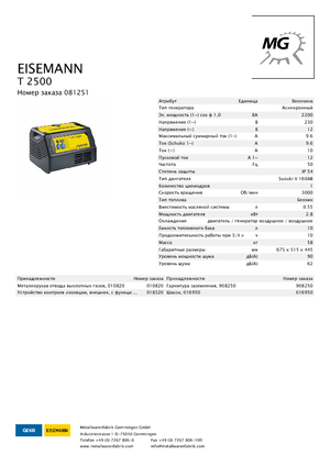 Benzinli Jeneratörler Eisemann T 2500
