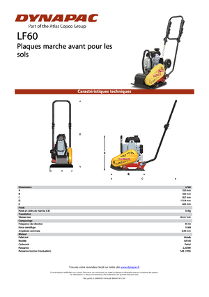 Single Direction Vibratory Plate Compactors Dynapac LF 60