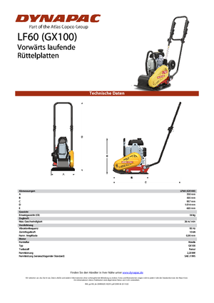 Single Direction Vibratory Plate Compactors Dynapac LF 60