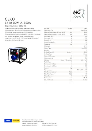 Gasoline Power Generators Geko ® 6410 EDW-A/ZEDA