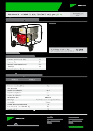 Gasoline Power Generators INMESOL AH 1000-CA