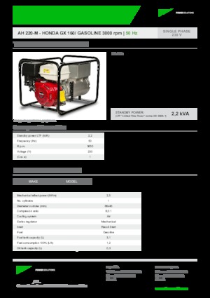 Gasoline Power Generators INMESOL AH 220-M