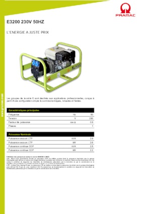 Gasoline Power Generators PRAMAC Lifter E 3200