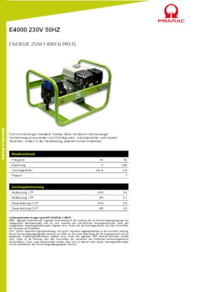 Benzinli Jeneratörler PRAMAC Lifter E 4000