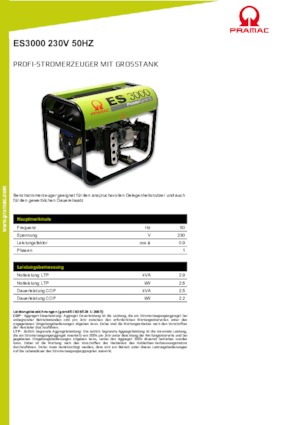 Gasoline Power Generators PRAMAC Lifter ES 3000