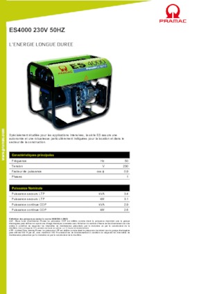 Gasoline Power Generators PRAMAC Lifter ES 4000