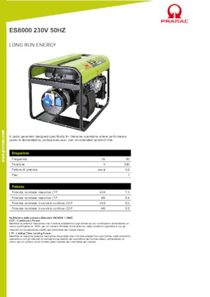Benzinli Jeneratörler PRAMAC Lifter ES 8000