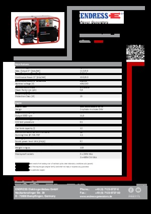 Gasoline Power Generators Endress ESE 1006 DBS-GT