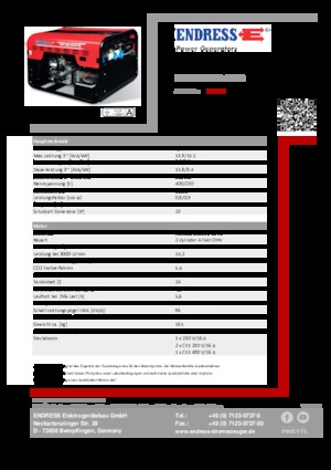 Gasoline Power Generators Endress ESE 1206 DHS-GT ES