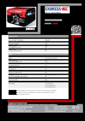 Gasoline Power Generators Endress ESE 1206 HS GT ES