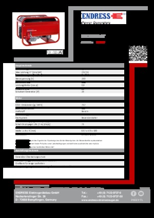 Gasoline Power Generators Endress ESE 206 HS-GT