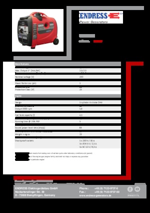 Gasoline Power Generators Endress ESE 2300i