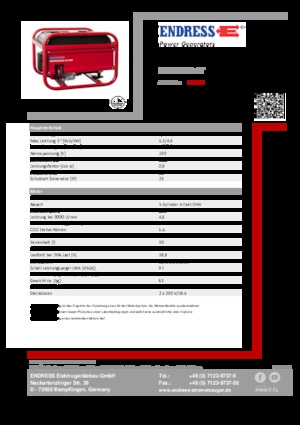 Gasoline Power Generators Endress ESE 406 HS-GT