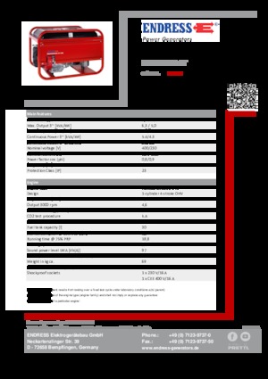 Gasoline Power Generators Endress ESE 506 DHS-GT