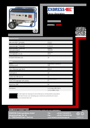 Benzinli Jeneratörler Endress ESE 6000 DBS