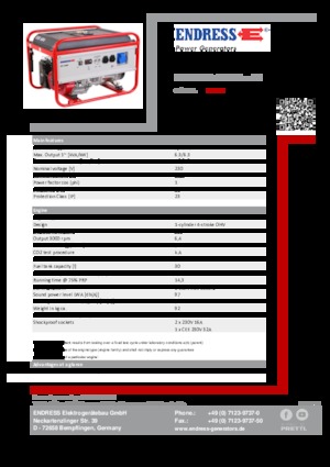 Gasoline Power Generators Endress ESE 606 HS-GT ES