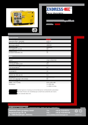 Gasoline Power Generators Endress ESE 907 DBG DIN Super Silent