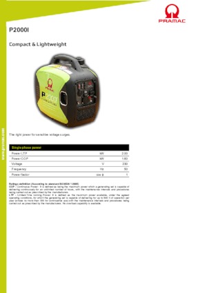 Gasoline Power Generators PRAMAC Lifter P 2000 i