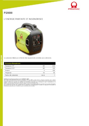 Gasoline Power Generators PRAMAC Lifter P 2000 i