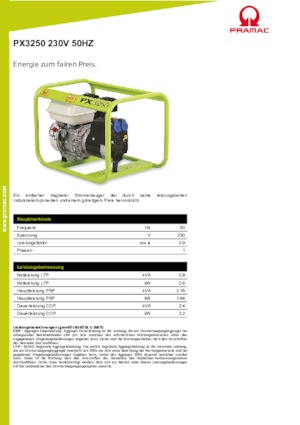 Gasoline Power Generators PRAMAC Lifter PX 3250