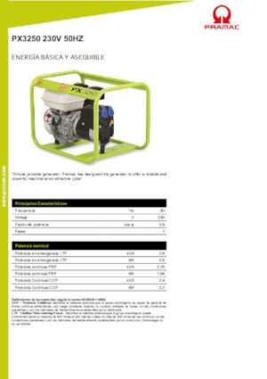Gasoline Power Generators PRAMAC Lifter PX 3250