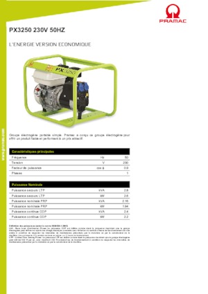 Gasoline Power Generators PRAMAC Lifter PX 3250