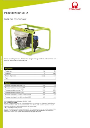 Gasoline Power Generators PRAMAC Lifter PX 3250
