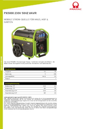 Gasoline Power Generators PRAMAC Lifter PX 5000