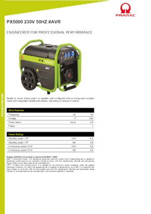 Gasoline Power Generators PRAMAC Lifter PX 5000