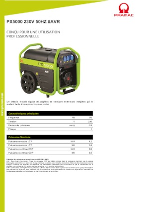 Gasoline Power Generators PRAMAC Lifter PX 5000