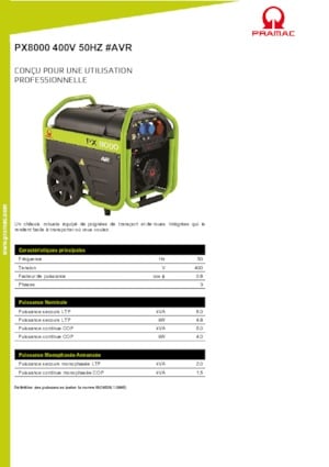 Gasoline Power Generators PRAMAC Lifter PX 8000 T