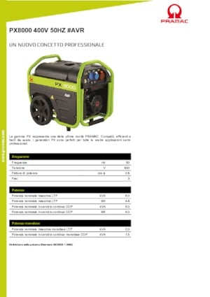 Gasoline Power Generators PRAMAC Lifter PX 8000 T