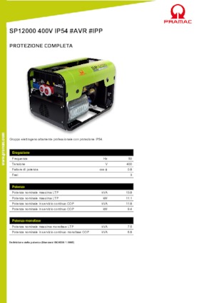 Gasoline Power Generators PRAMAC Lifter SP 12000