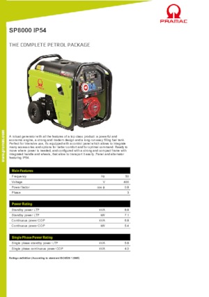 Gasoline Power Generators PRAMAC Lifter SP 8000