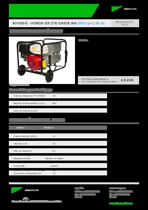 Gasoline Power Generators INMESOL AH 500-E