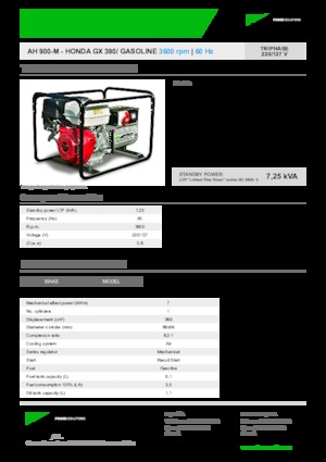 Gasoline Power Generators INMESOL AH 900-M