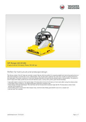 Tek Yönlü Titreşimli Plaka Sıkıştırıcıları Wacker Neuson WP 1030 A