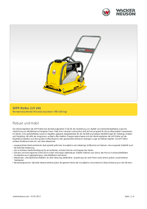 Single Direction Vibratory Plate Compactors Wacker Neuson WPP 1540 A