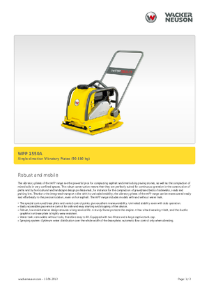 Single Direction Vibratory Plate Compactors Wacker Neuson WPP 1550 A