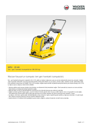 Tek Yönlü Titreşimli Plaka Sıkıştırıcıları Wacker Neuson WPU 1550 A
