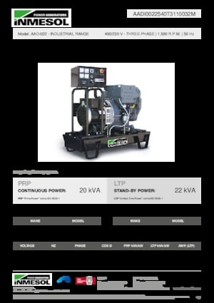 Dizel Jeneratörler INMESOL AAD-022