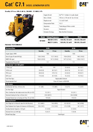 Diesel Power Generators Caterpillar C7.1-DE 150