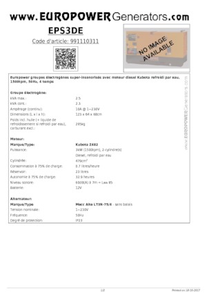 Diesel Power Generators Europower EPS3DE (MA)