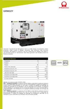 Diesel Power Generators PRAMAC Lifter GRW 22 Y