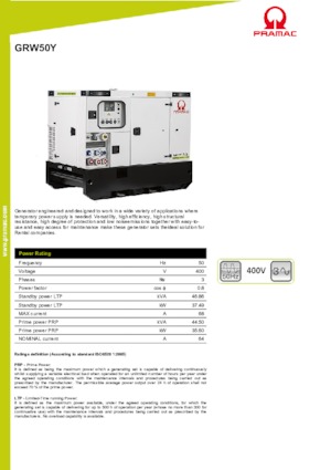 Diesel Power Generators PRAMAC Lifter GRW 50 Y