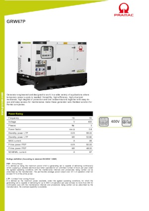 Dizel Jeneratörler PRAMAC Lifter GRW 67 P