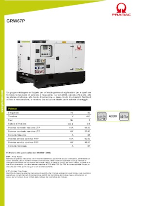 Dizel Jeneratörler PRAMAC Lifter GRW 67 P