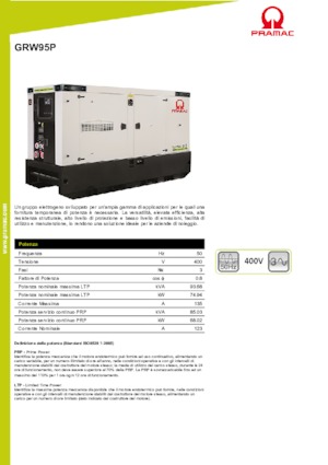 Diesel Power Generators PRAMAC Lifter GRW 95 P
